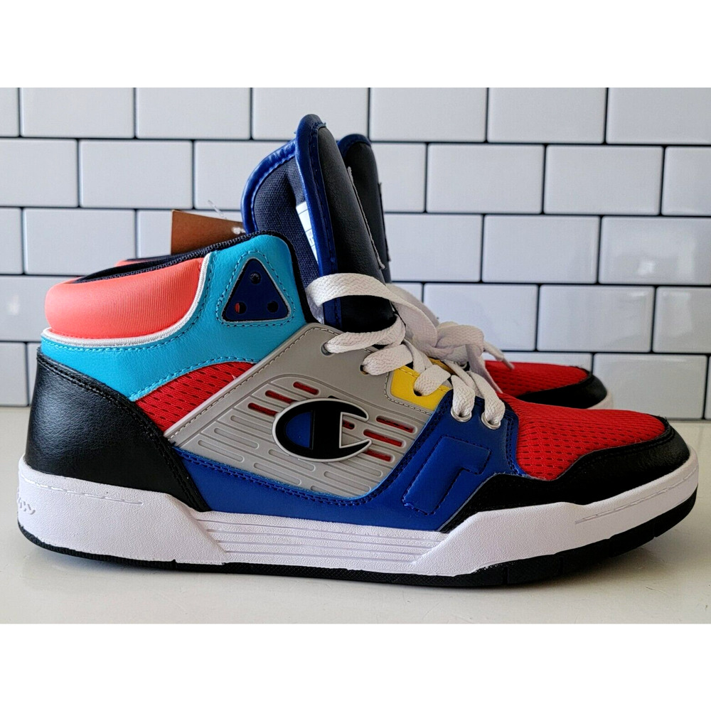 Champion 3 on 3 Hi Top Retro Basketball Shoes Mens 9 Black Red NEW